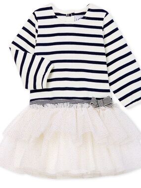 Petit Bateau Striped Long Sleeve Tulle Dress 18M